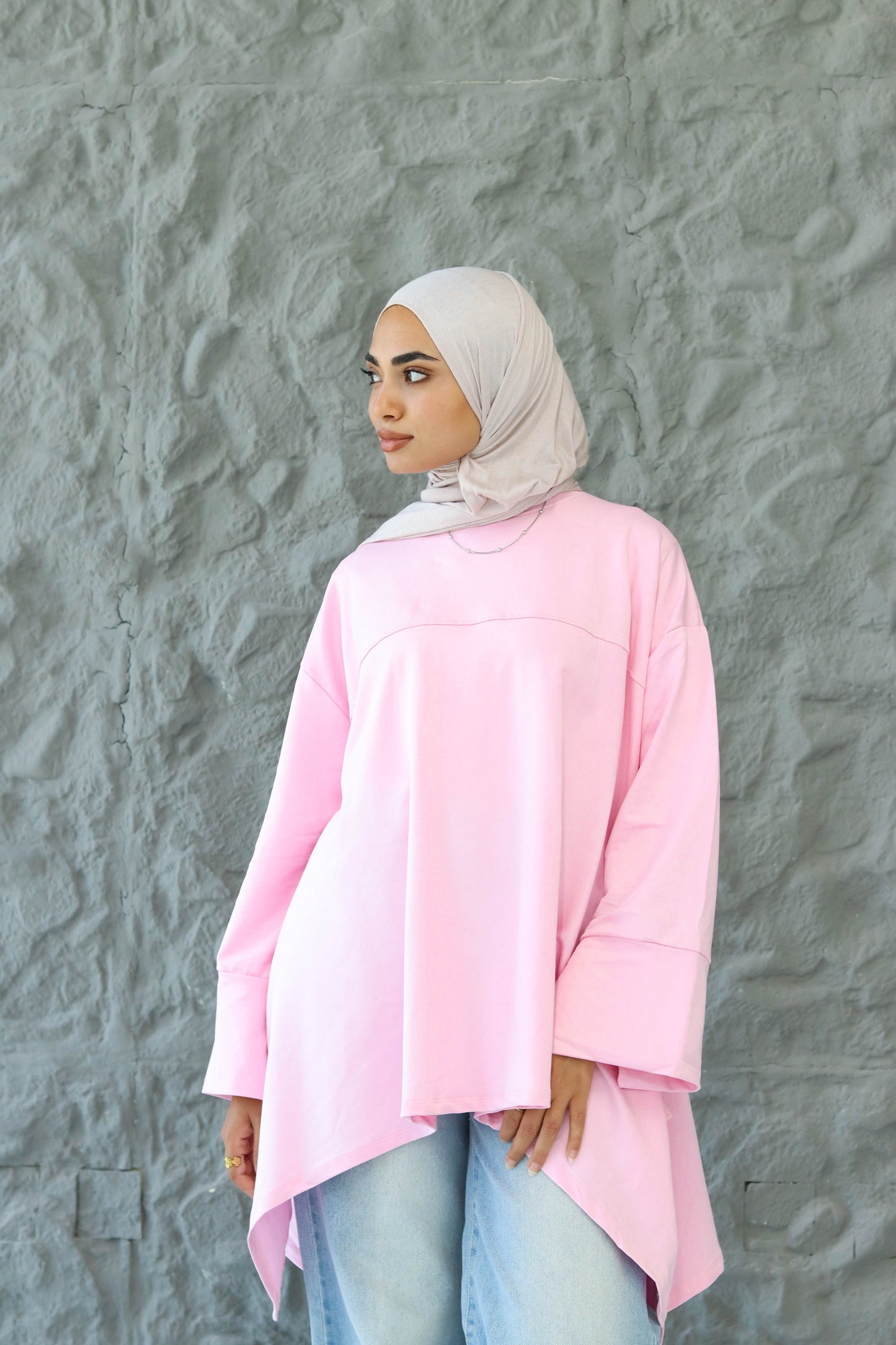 High low cotton top in pink
