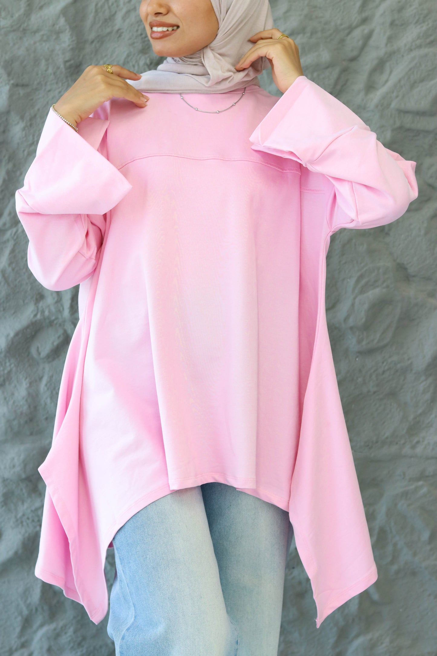 High low cotton top in pink