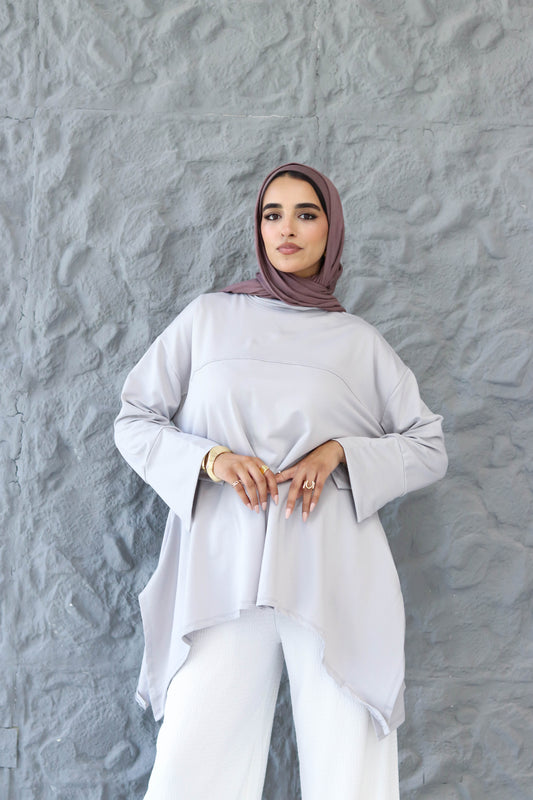 High low cotton top in Grey