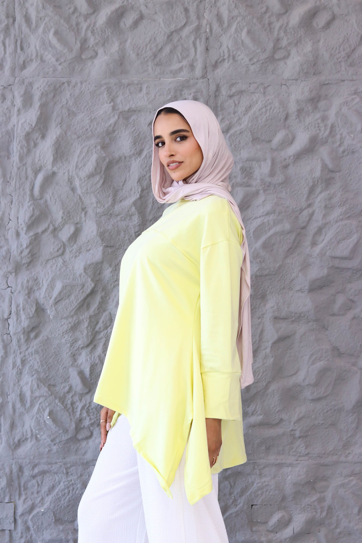 High low cotton top in Yellow