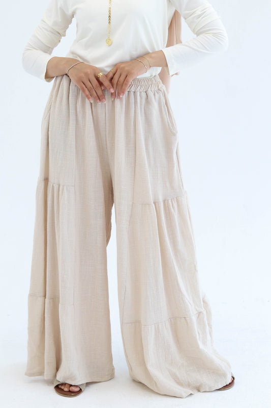 Light-Beige Wide Leg Pants