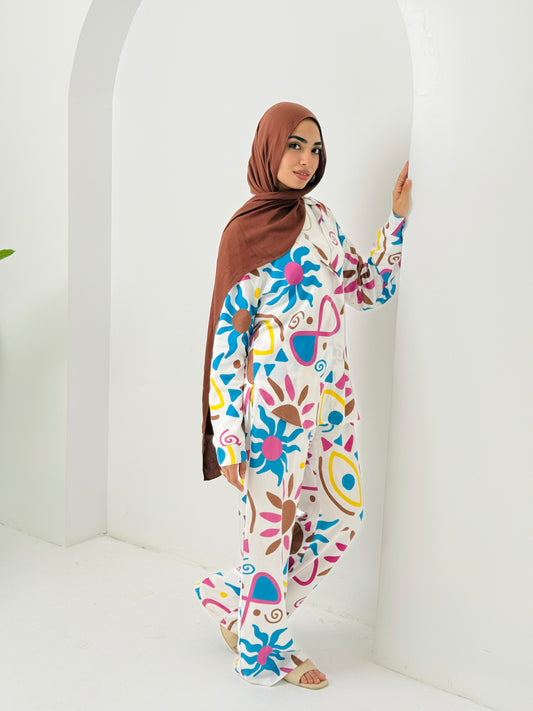 Printed Sun Set In Turquoise