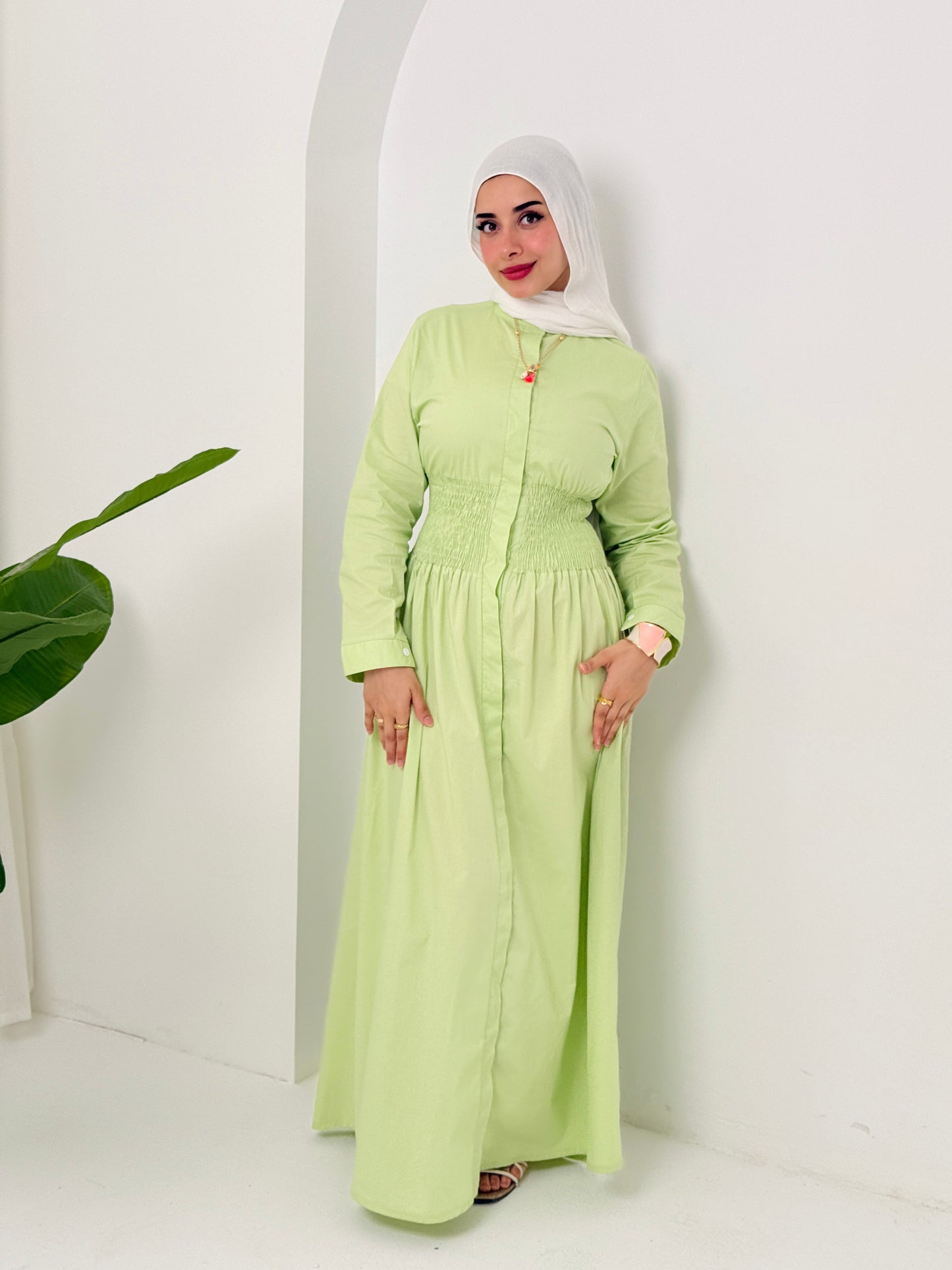 Poplin Dress In Lime