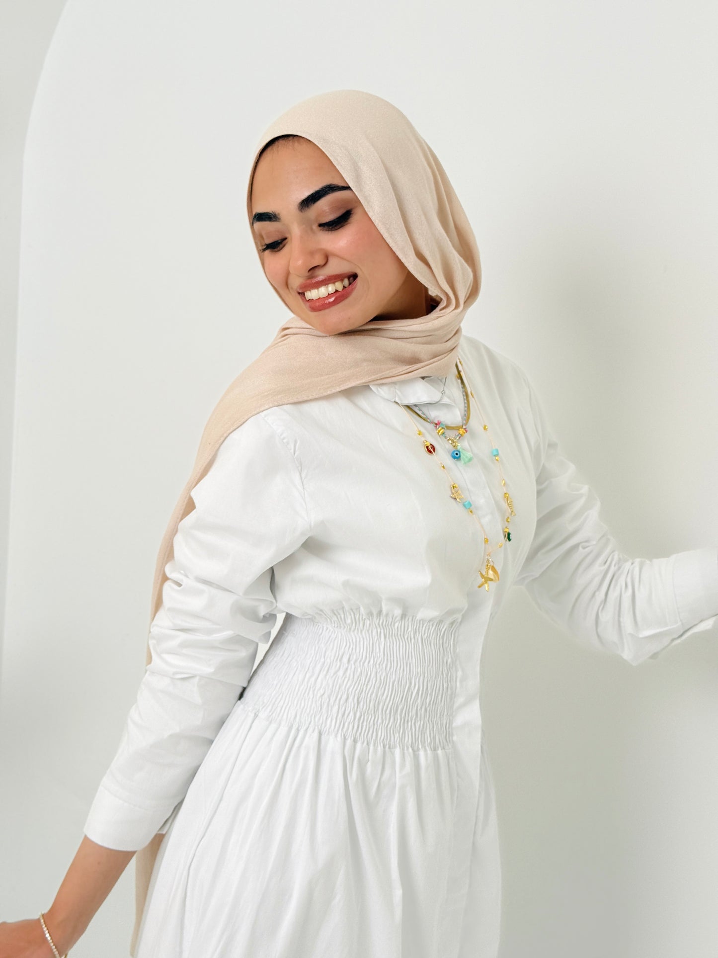 Poplin Dress In White