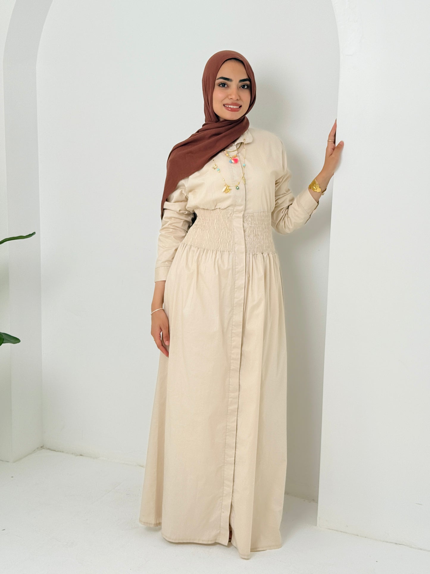 Poplin Dress In Beige