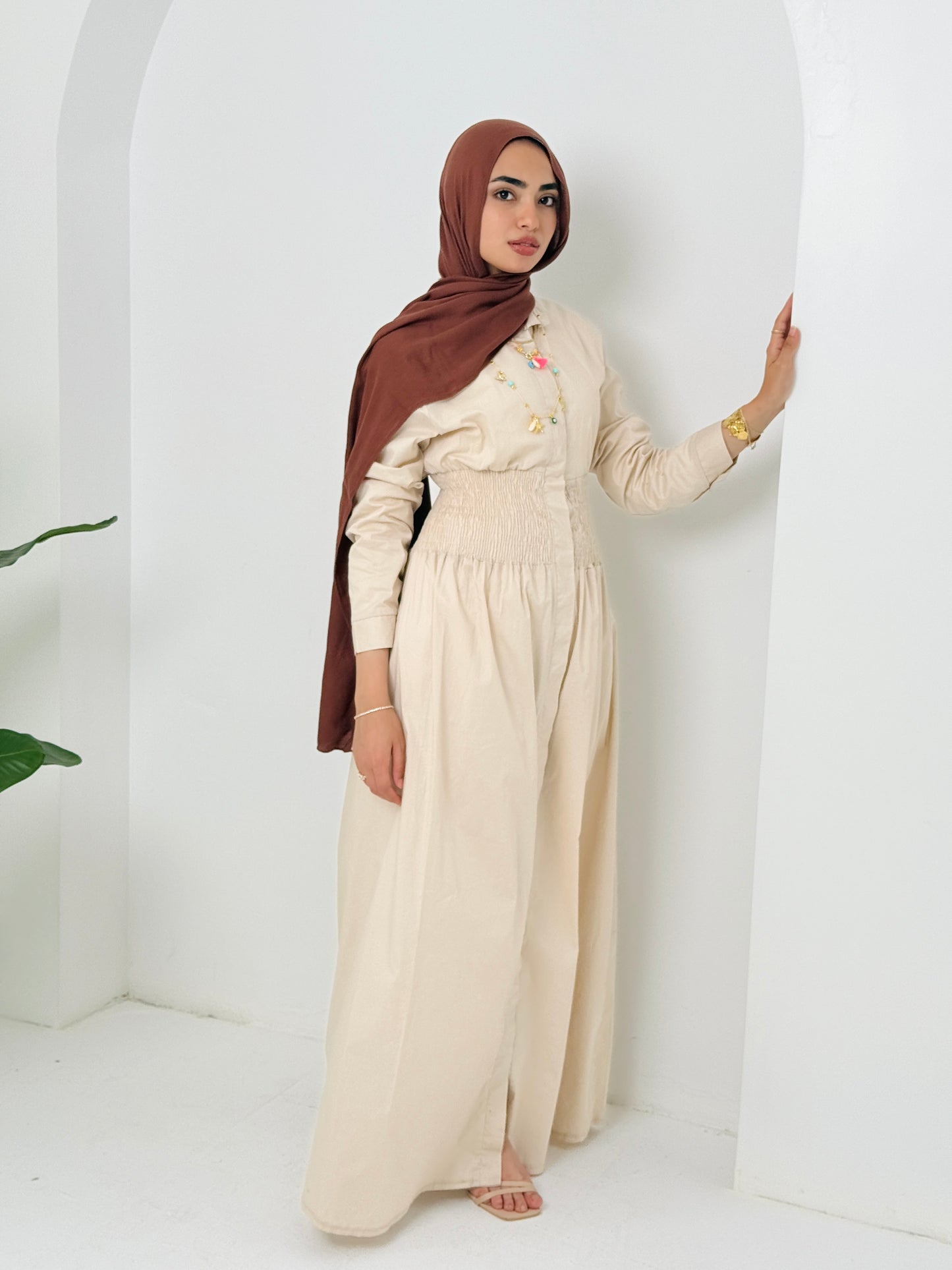 Poplin Dress In Beige