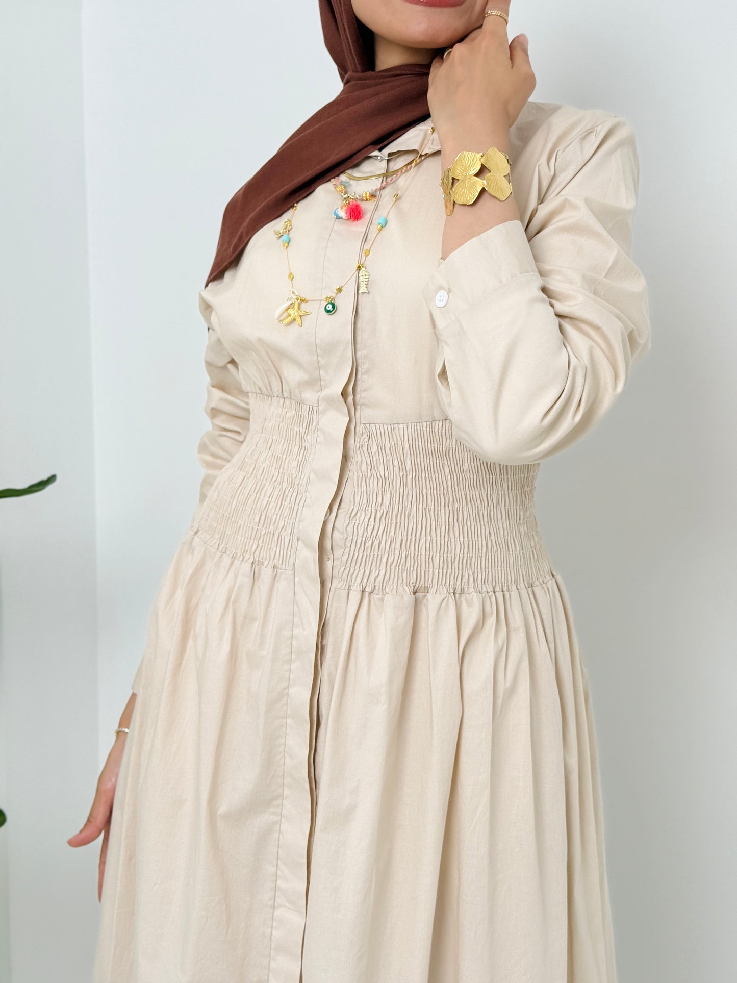 Poplin Dress In Beige