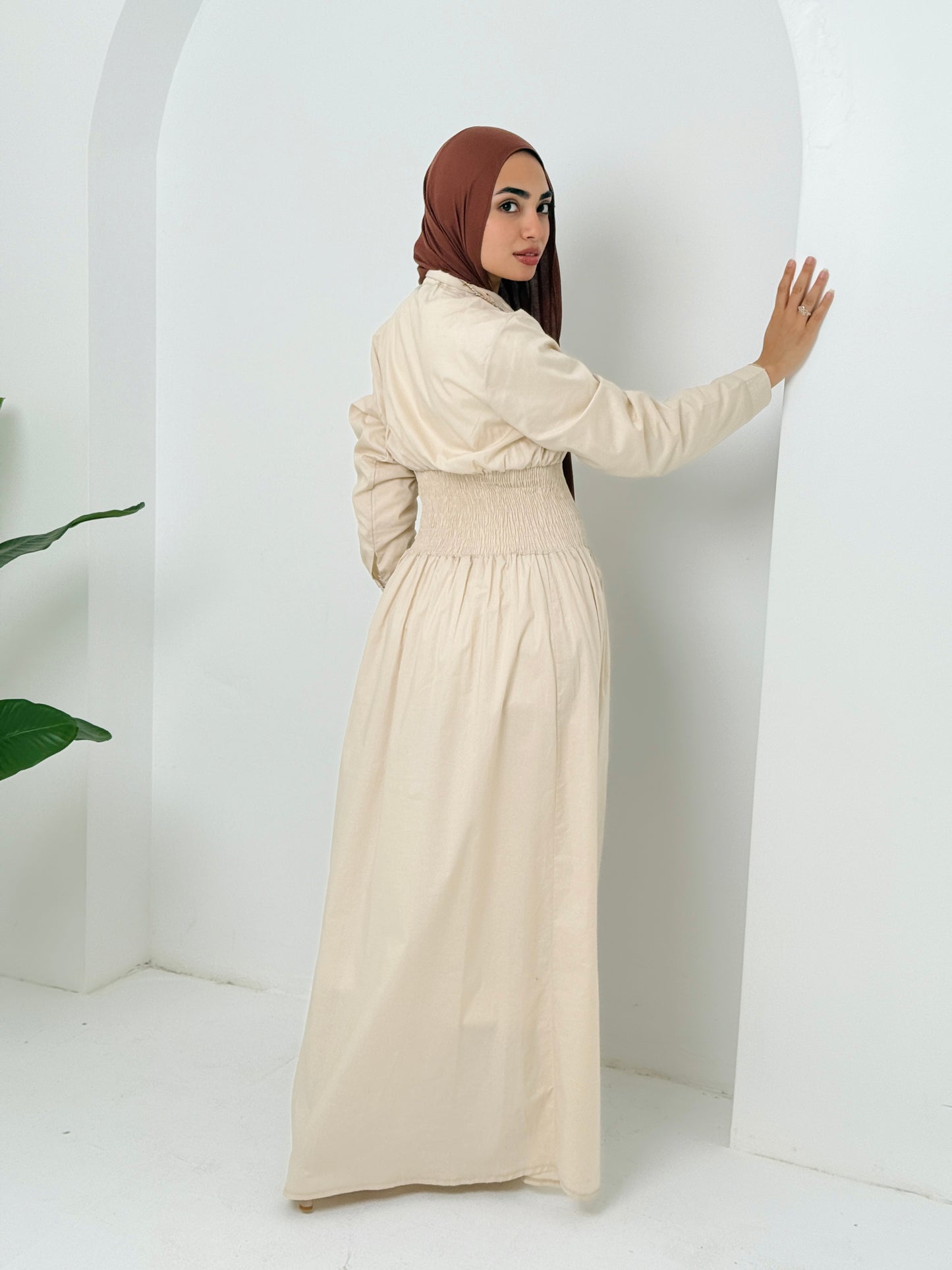 Poplin Dress In Beige