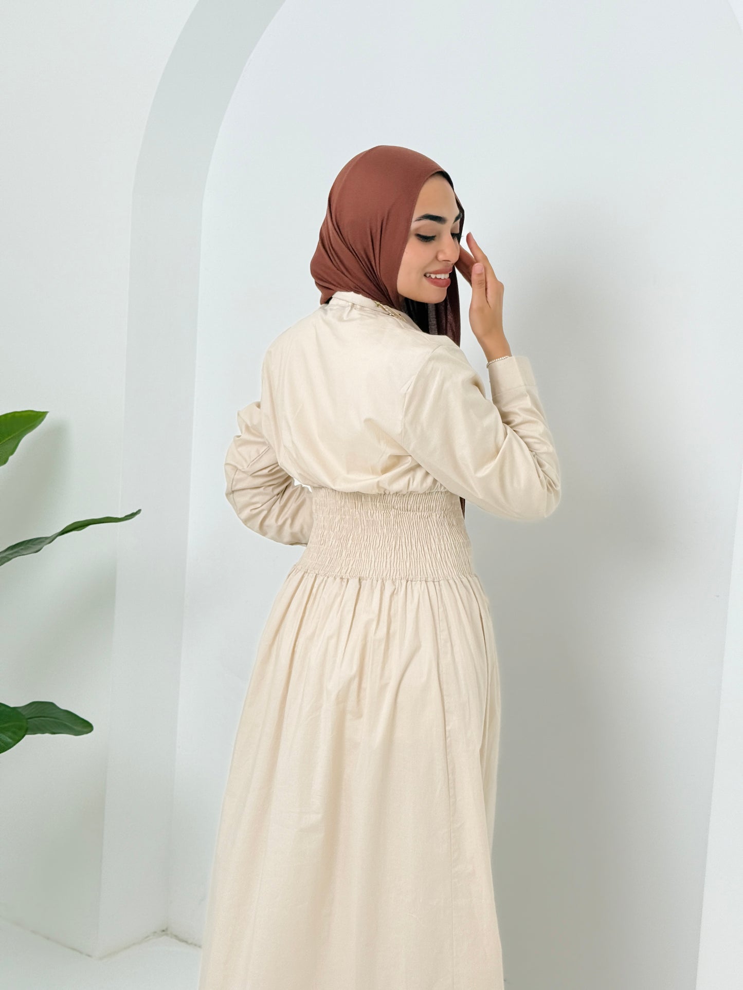 Poplin Dress In Beige
