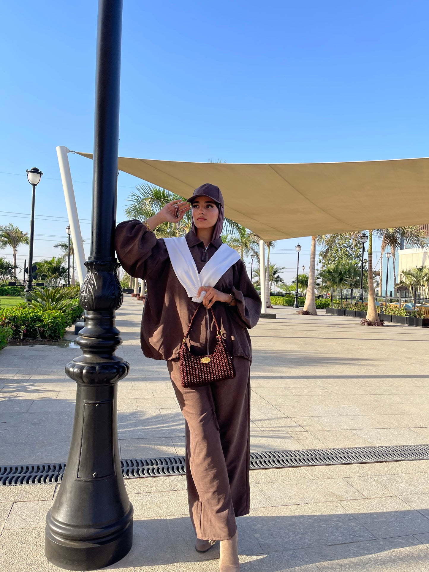 Flowy Bomber Set — Chocolate Brown