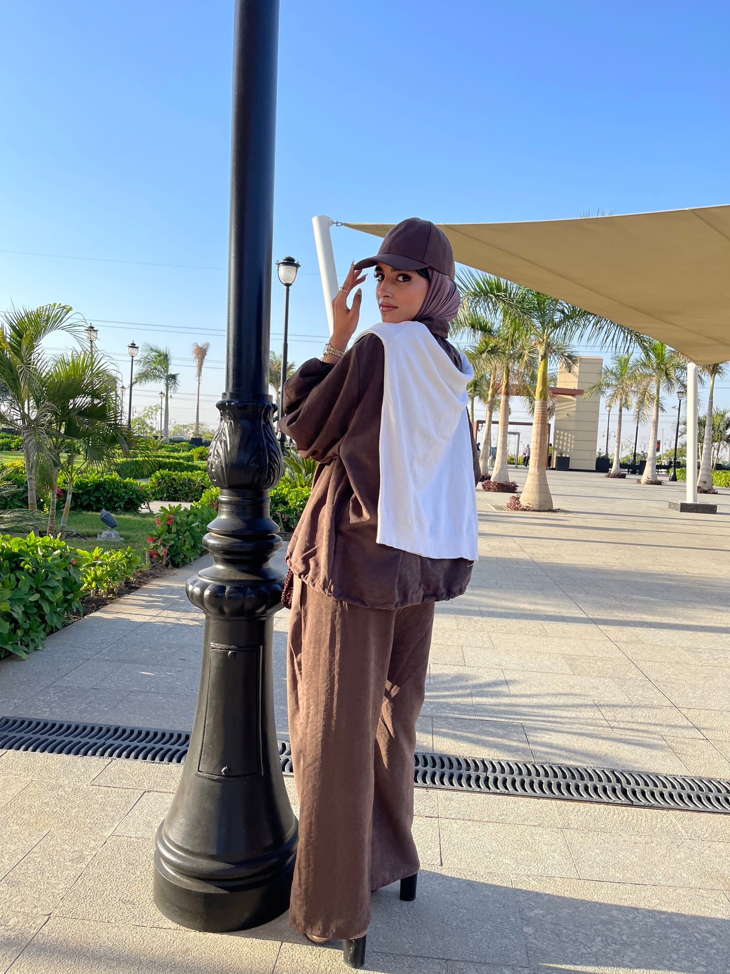 Flowy Bomber Set — Chocolate Brown