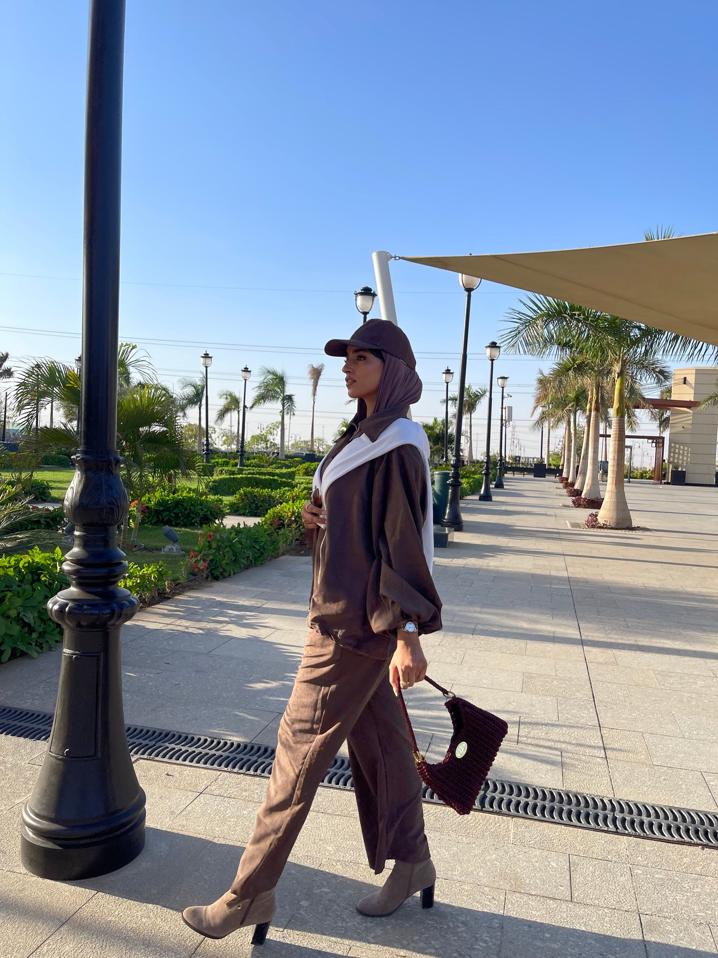 Flowy Bomber Set — Chocolate Brown