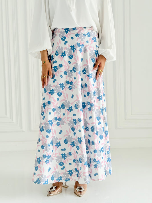 Flower Satin Skirt In Pink