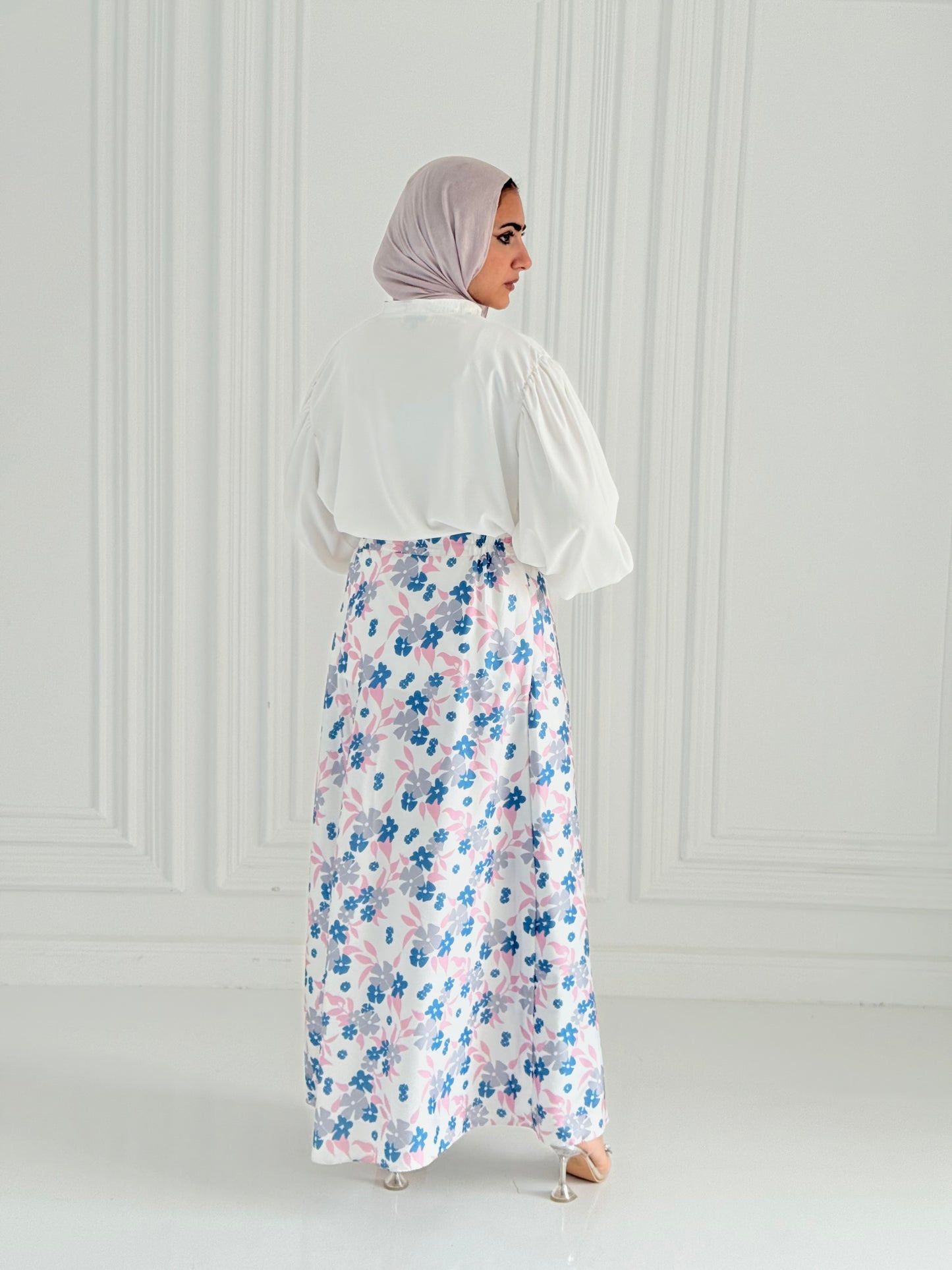 Flower Satin Skirt In Pink