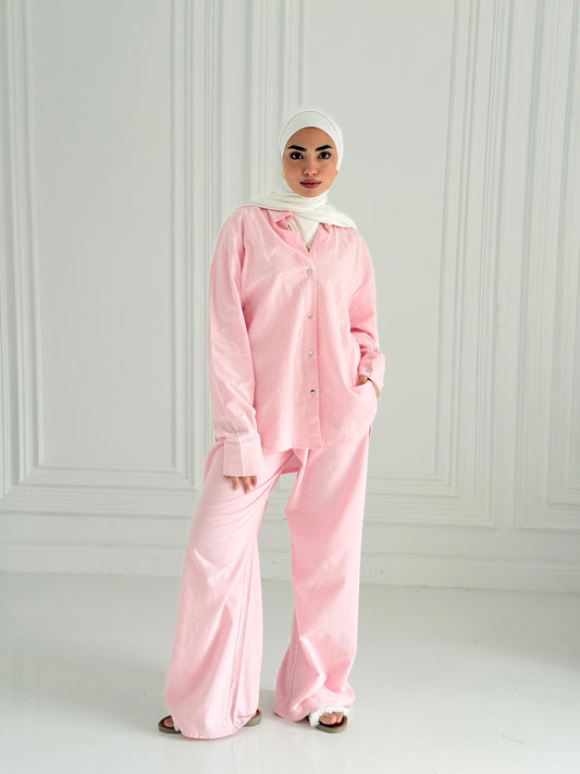 Fancy linen Set In Baby-Pink