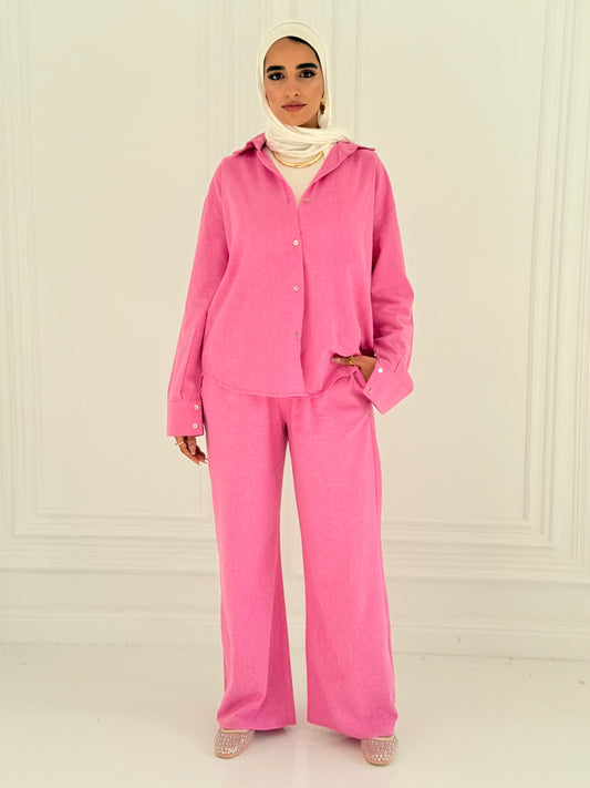 Fancy linen Set In Pink