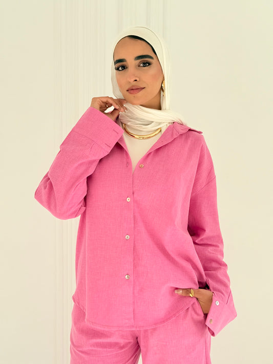 Fancy linen Set In Pink