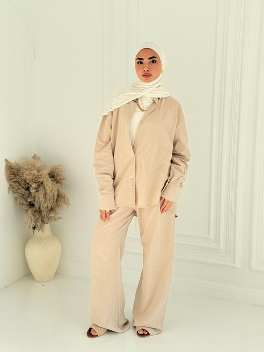 Fancy linen Set In Beige