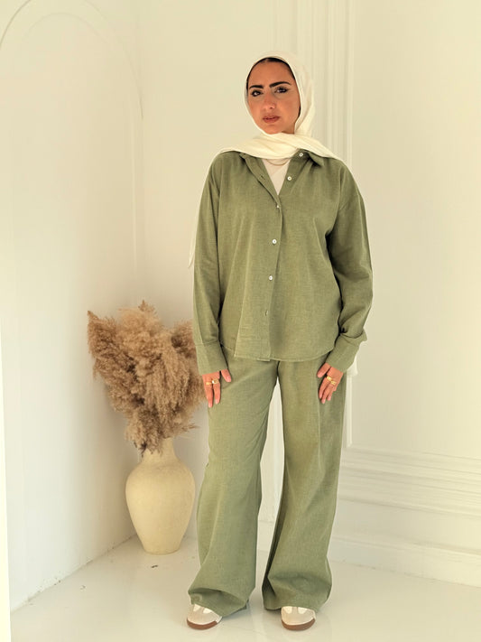 Fancy linen Set In Kiwi