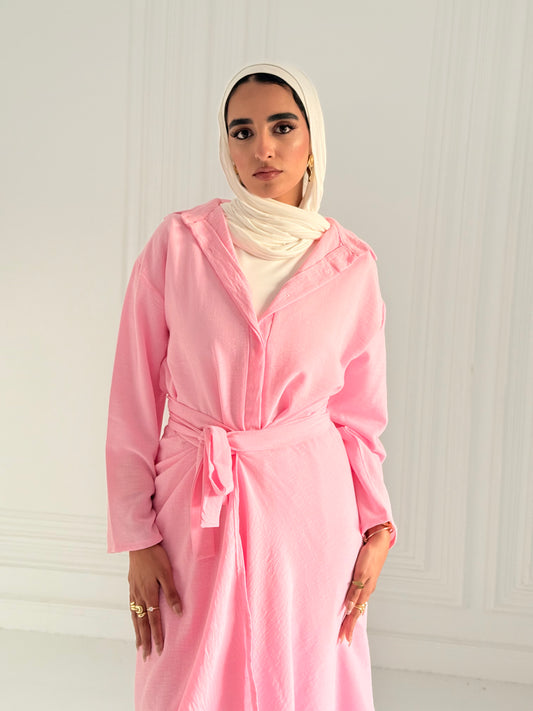 Extension Long Shirt Dress In Pink