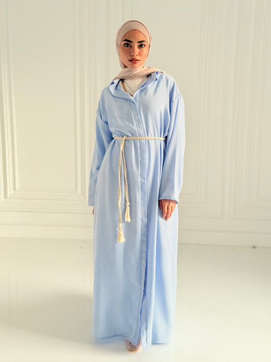 Extension Long Shirt Dress In Sky-Blue