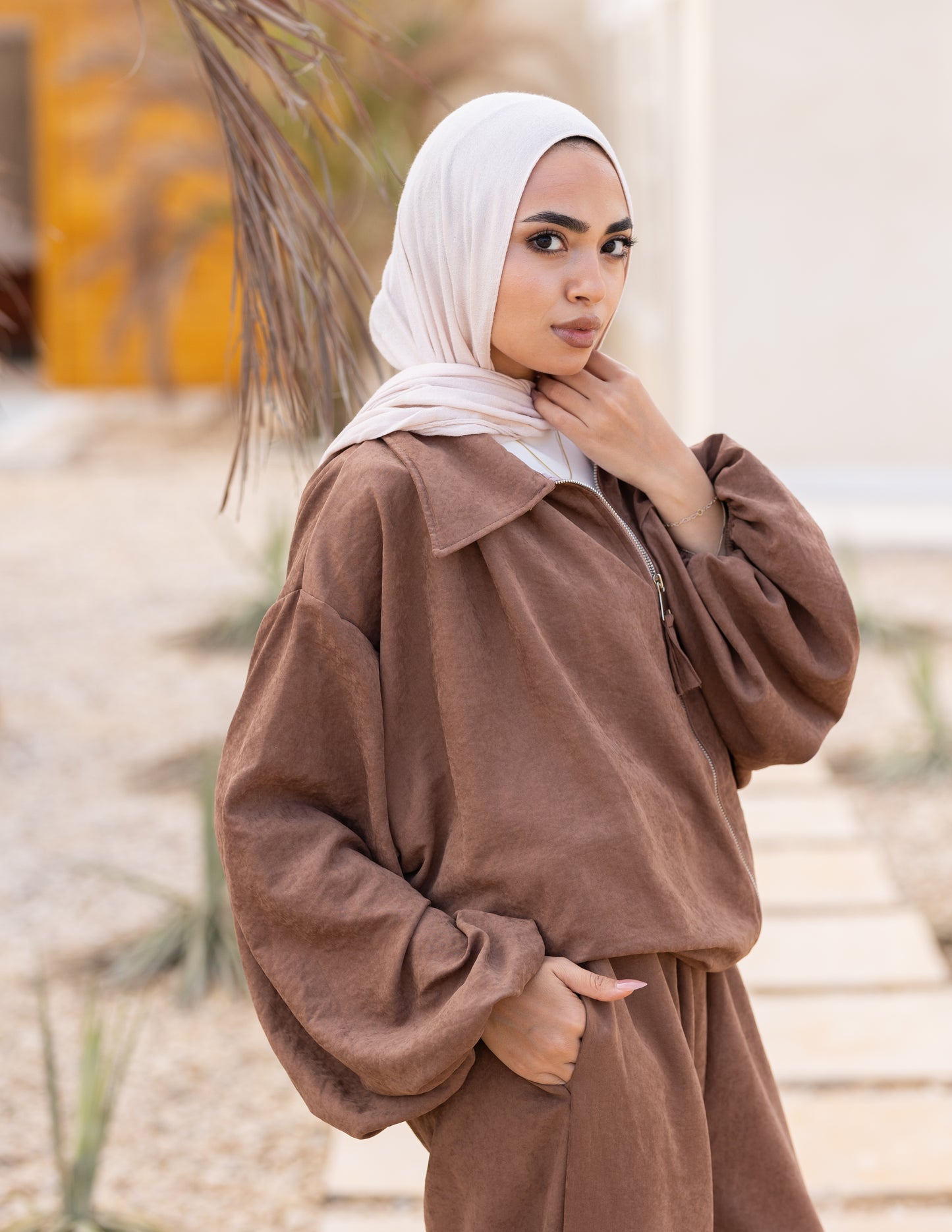 Flowy Bomber Set — Cocoa Brown