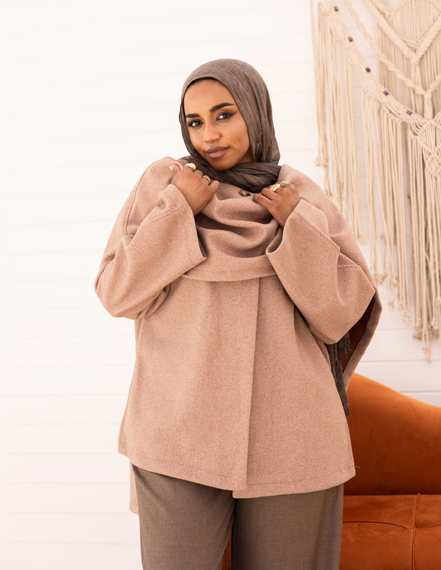 Noya Cape Coat — Warm Beige