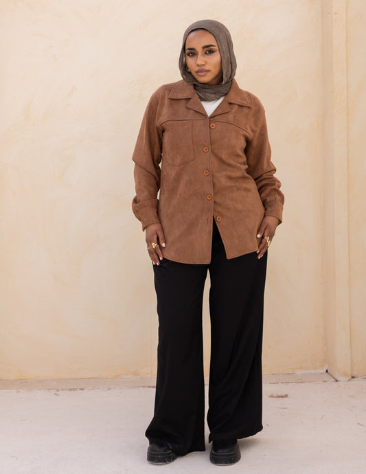 Suede Shirt — Cocoa Brown