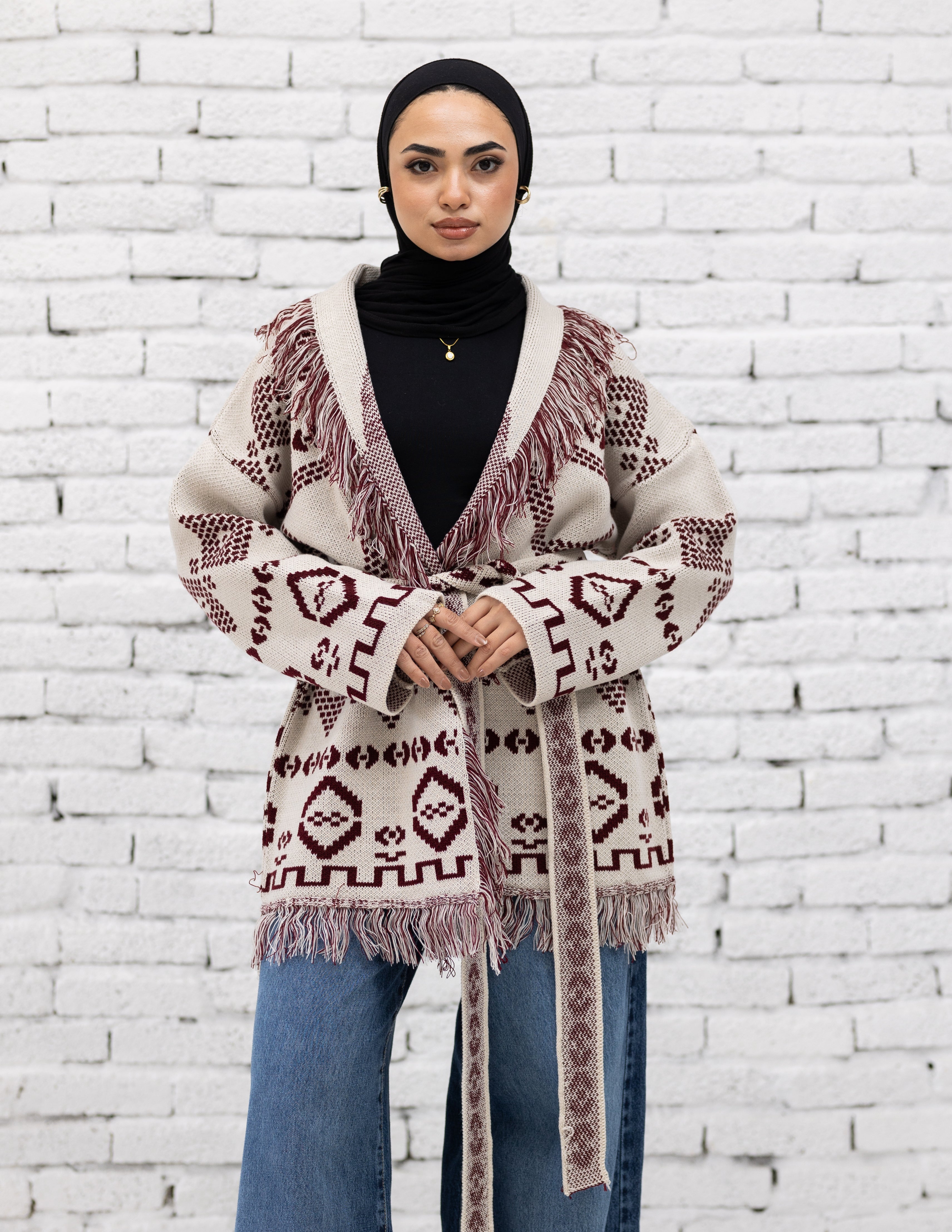 Rimal Fringed Cardigan - In Beige