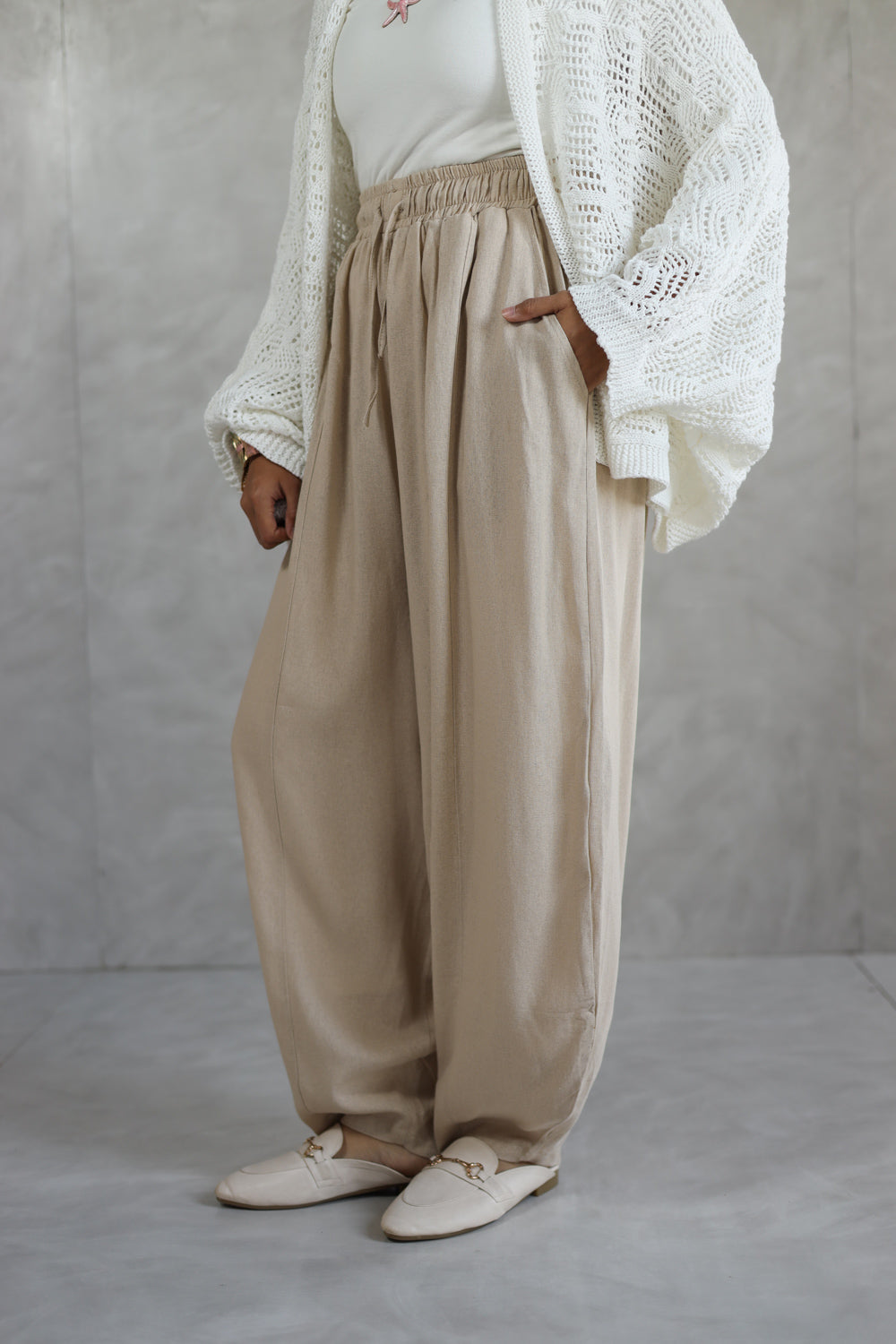 Linen Balloon Fit — Beige