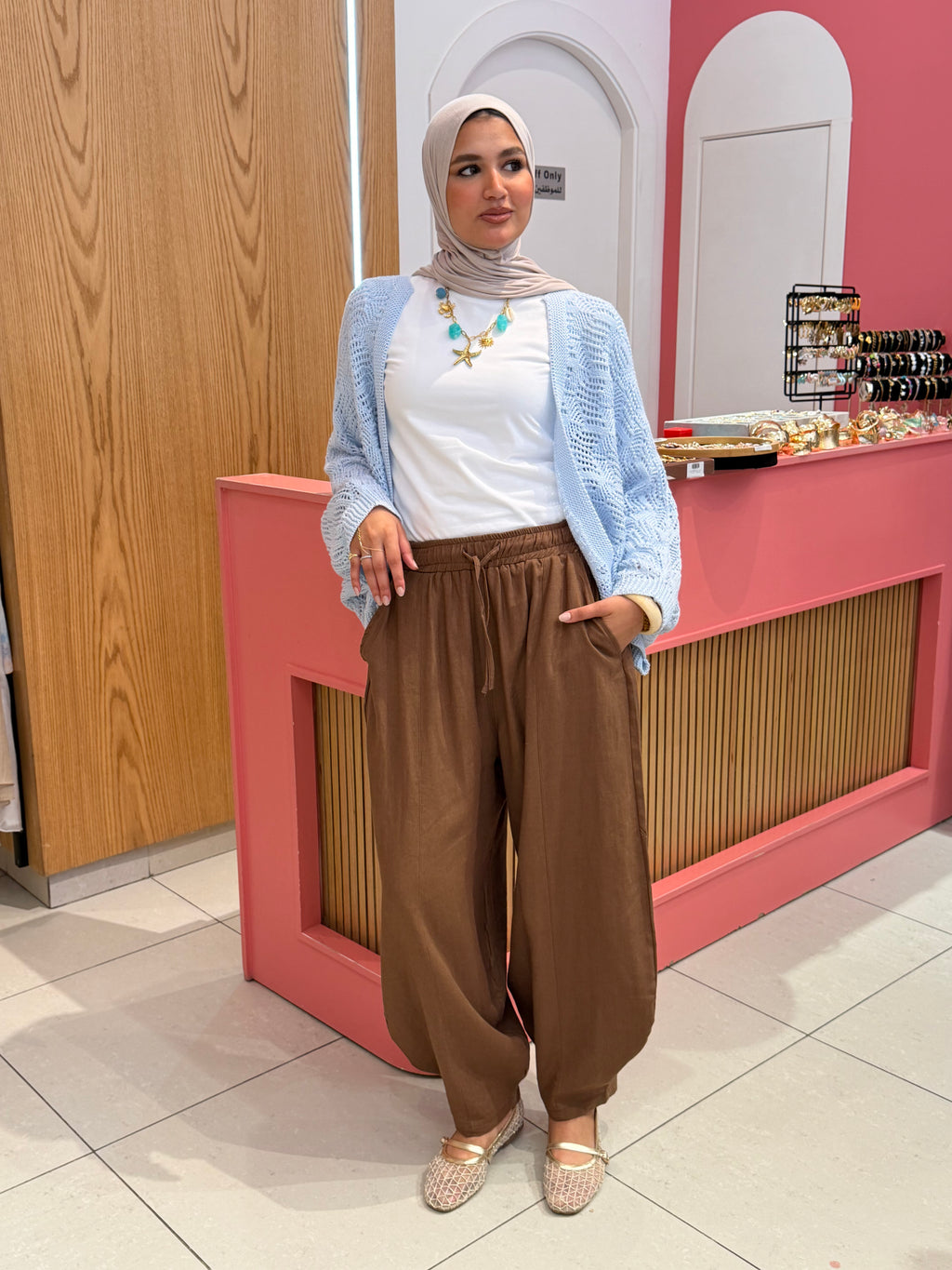 Linen Balloon Fit — brown