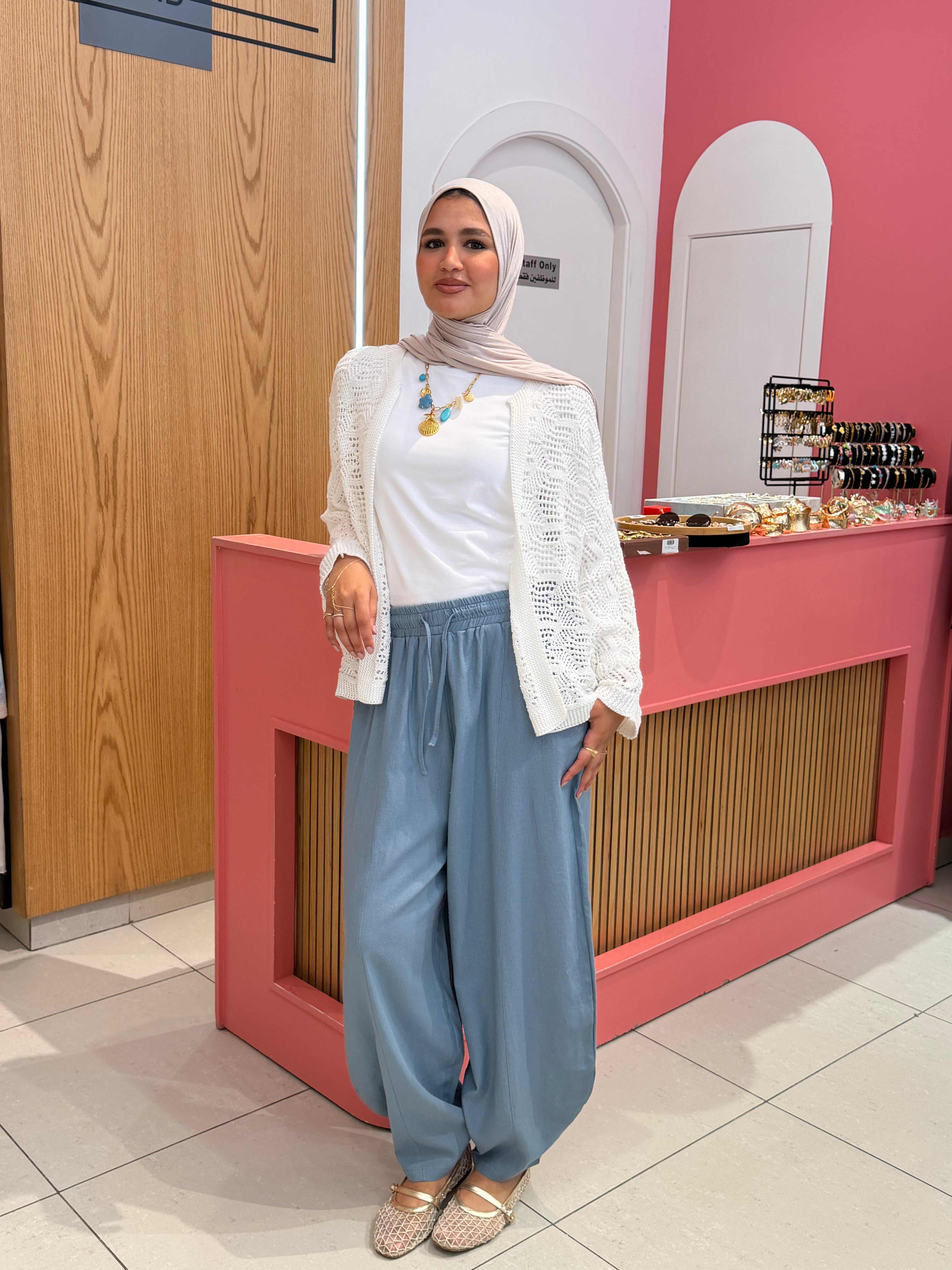 Linen Balloon Fit — Teal