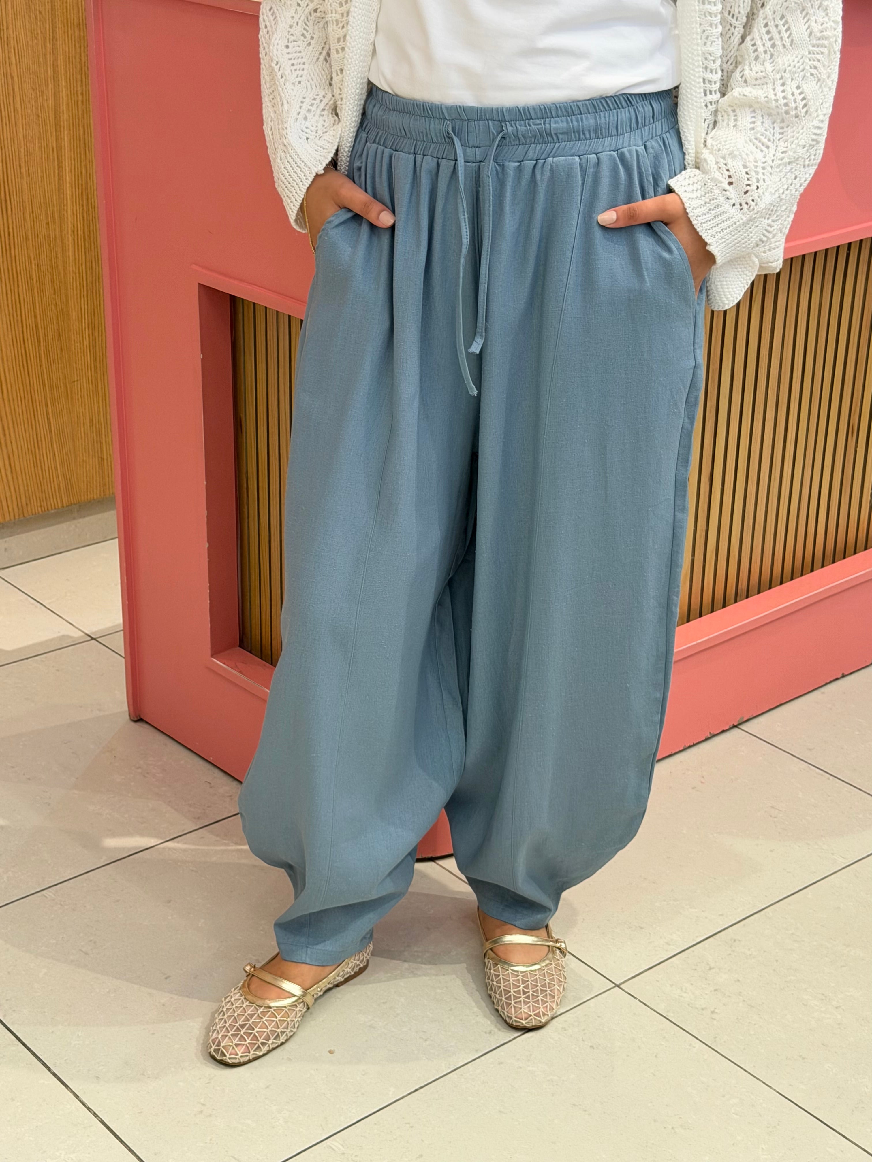 Linen Balloon Fit — Teal