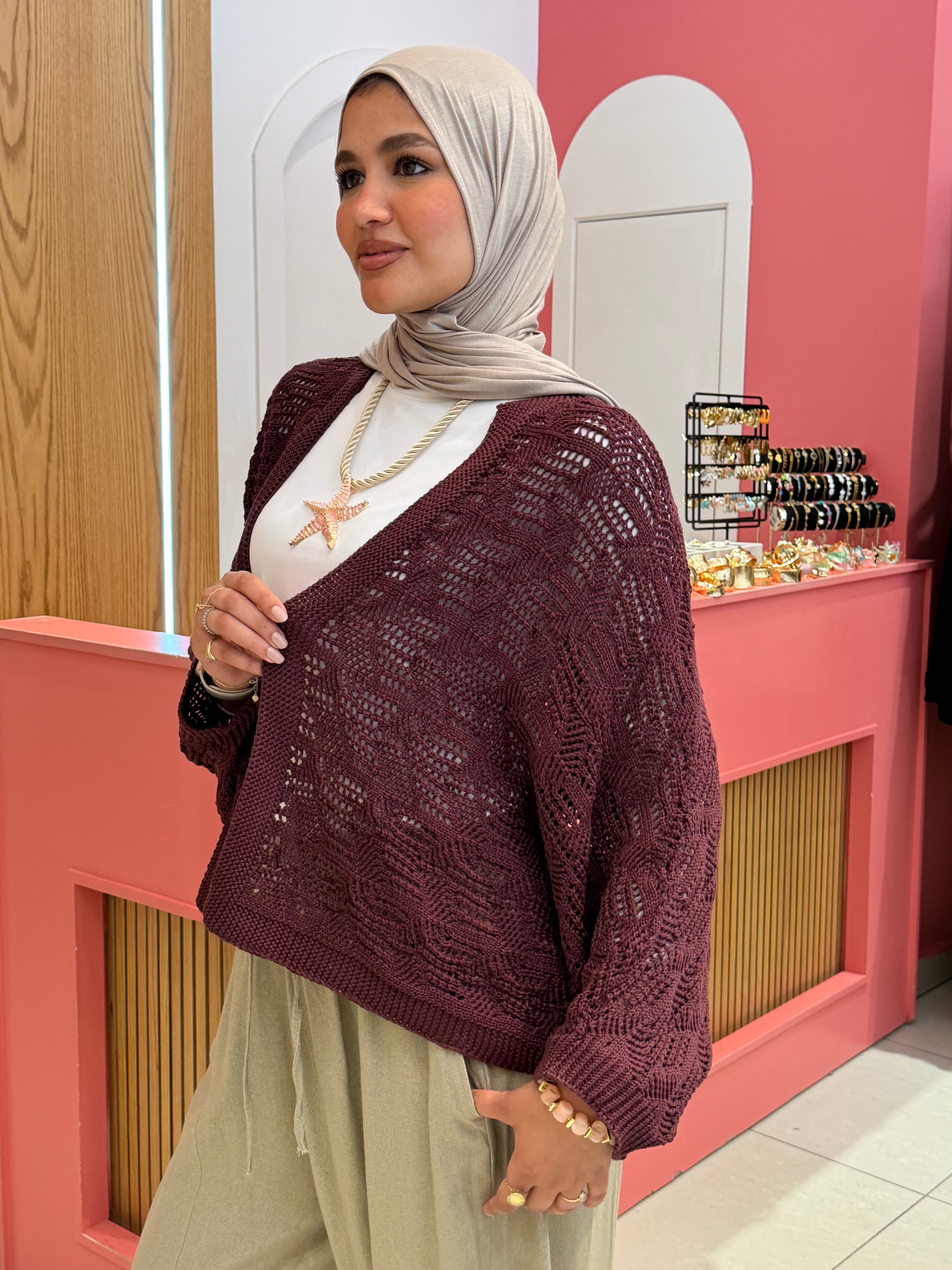 Daisy Cardigan — Burgundy