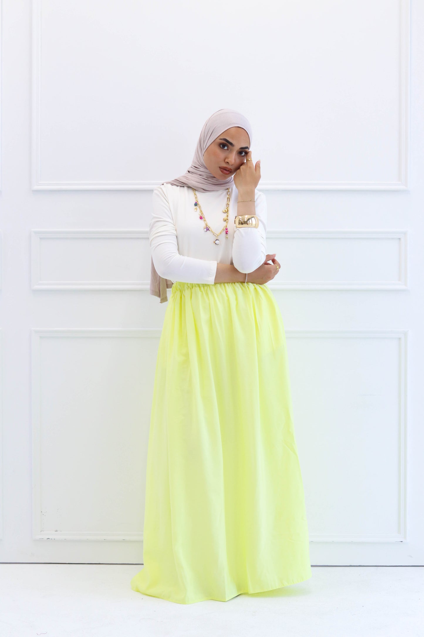 Pleated skirt in Yellow