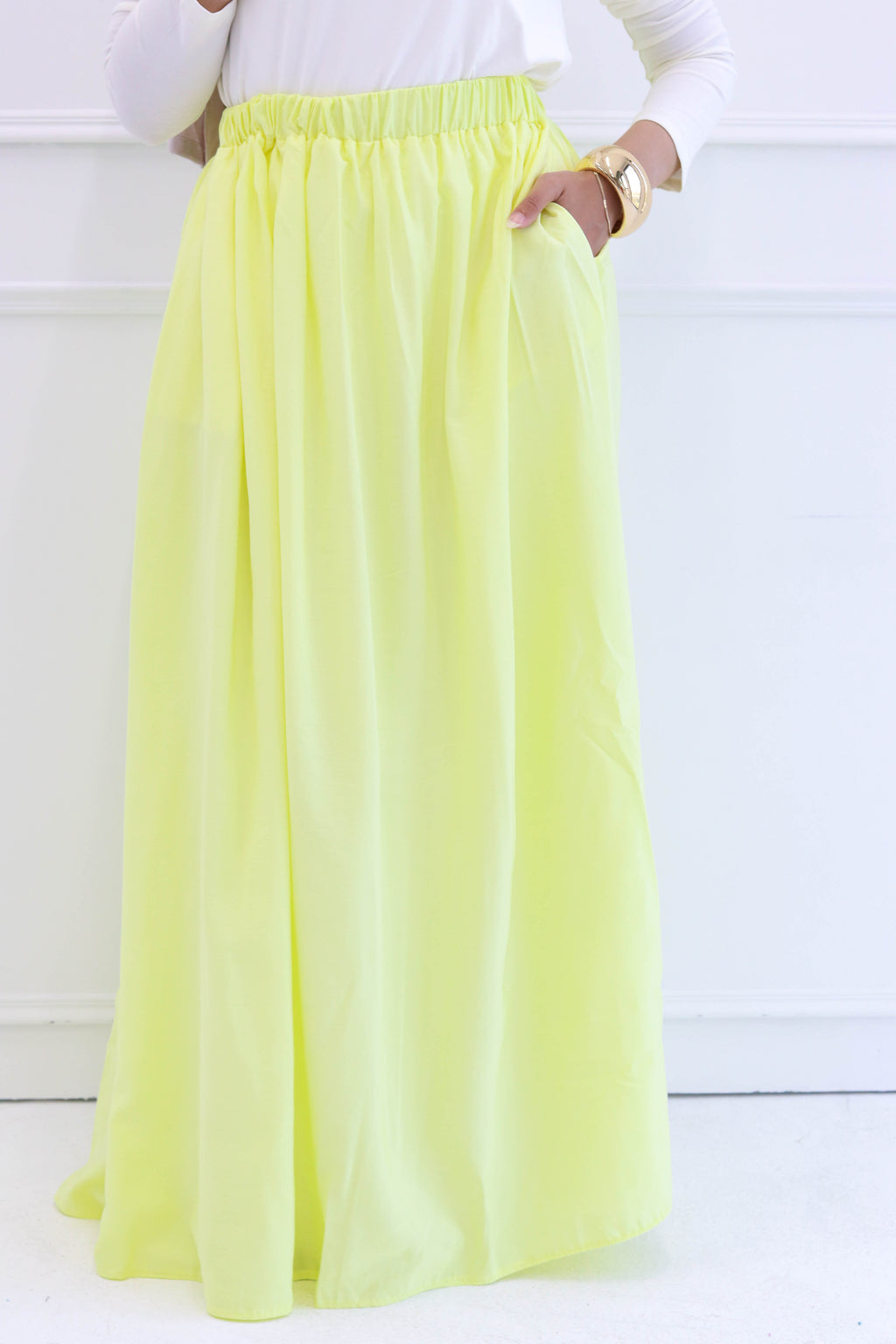 Pleated skirt in Yellow