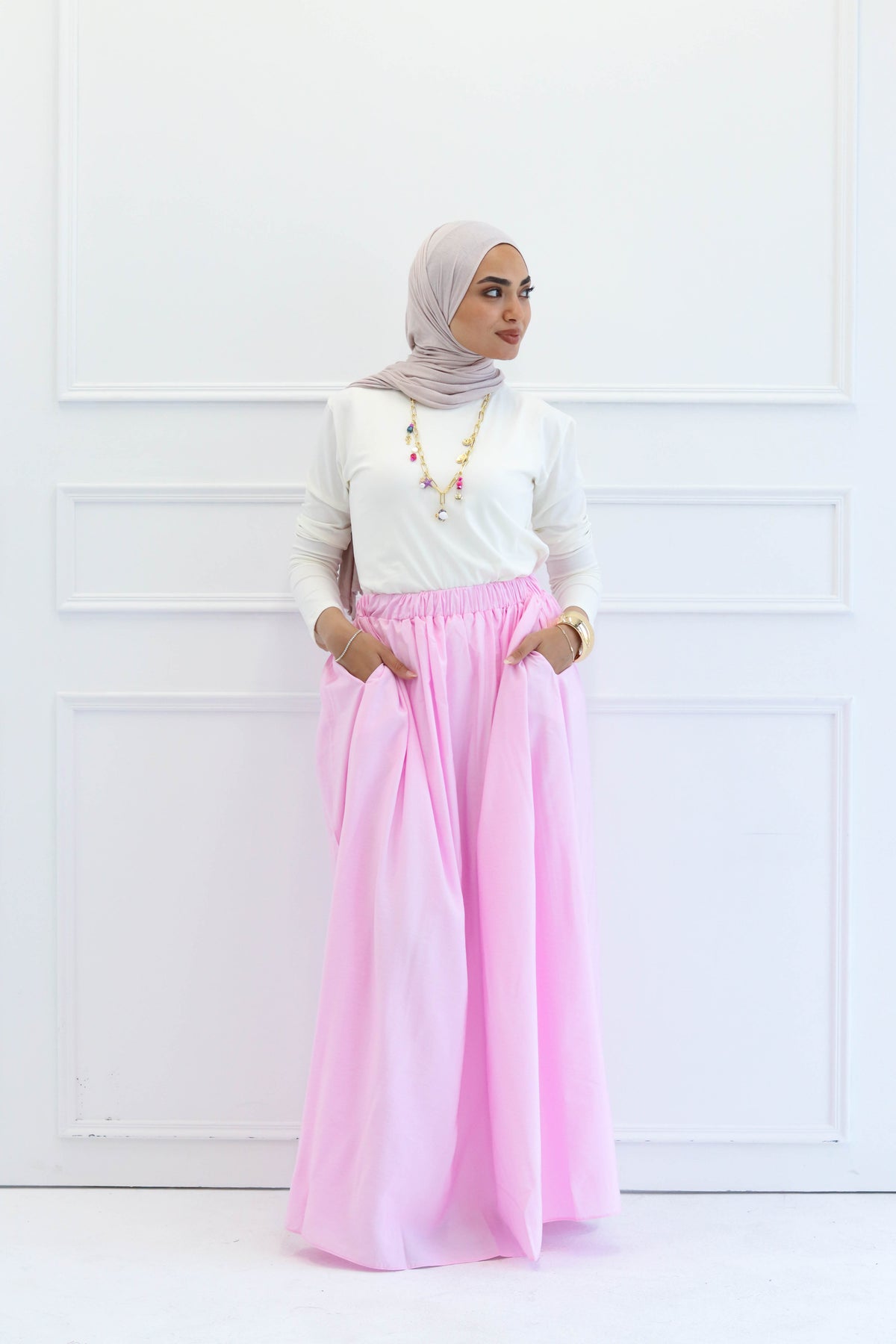 Pleated skirt in baby pink
