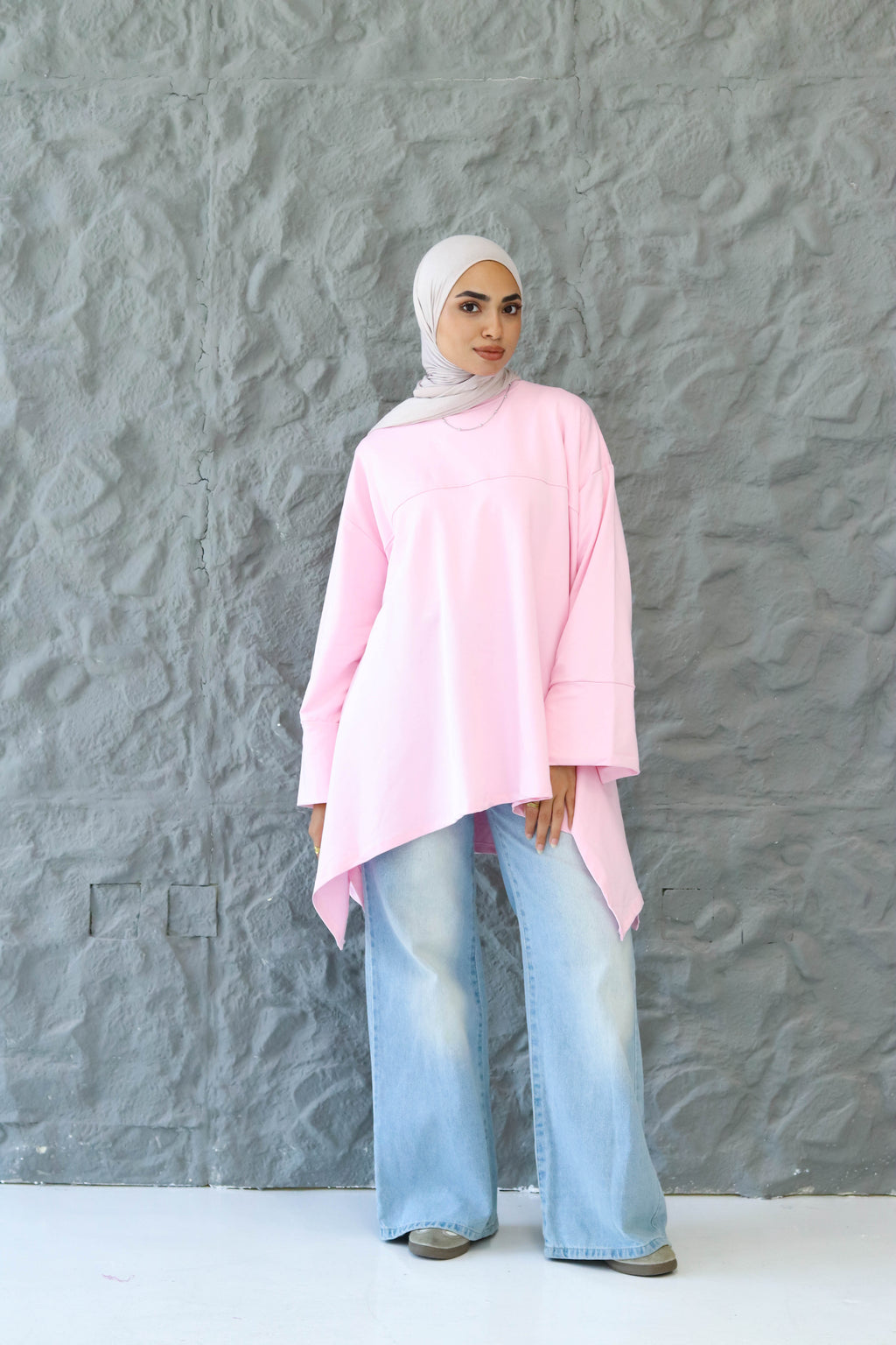 High low cotton top in pink