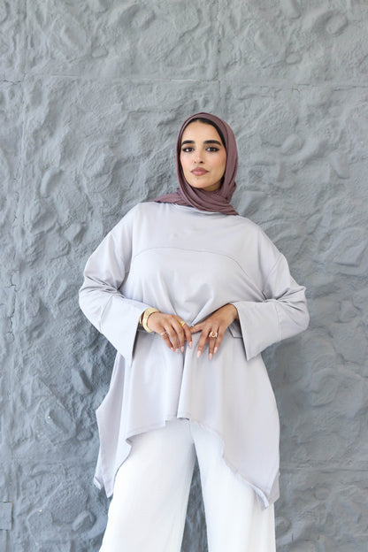 High low cotton top in Grey