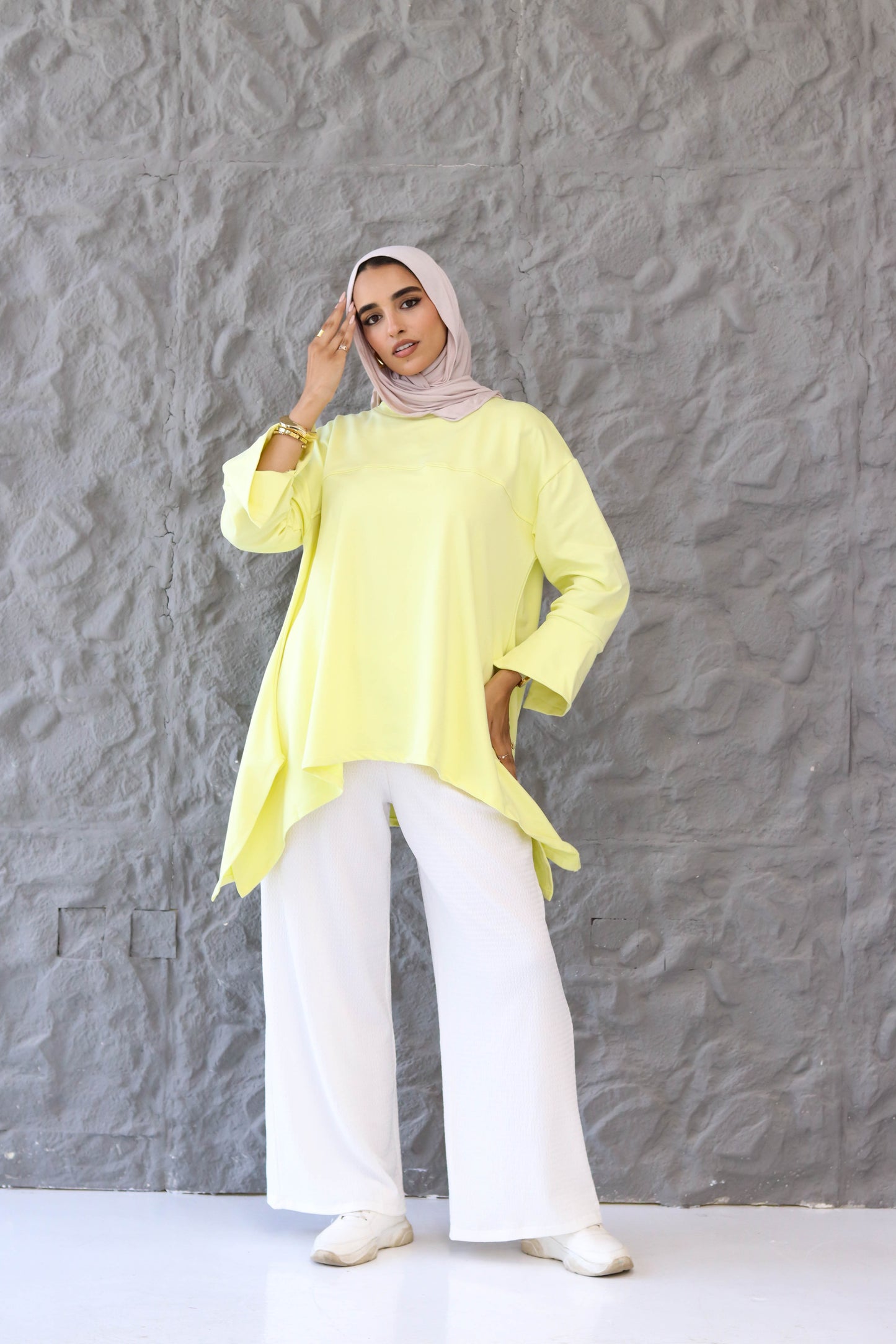 High low cotton top in Yellow
