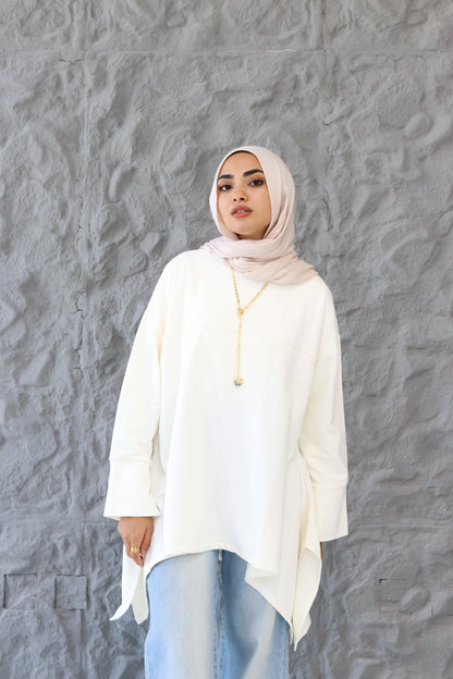 High low cotton top in White