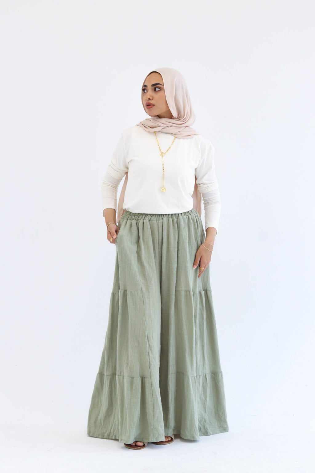 Olive  Wide Leg Pants