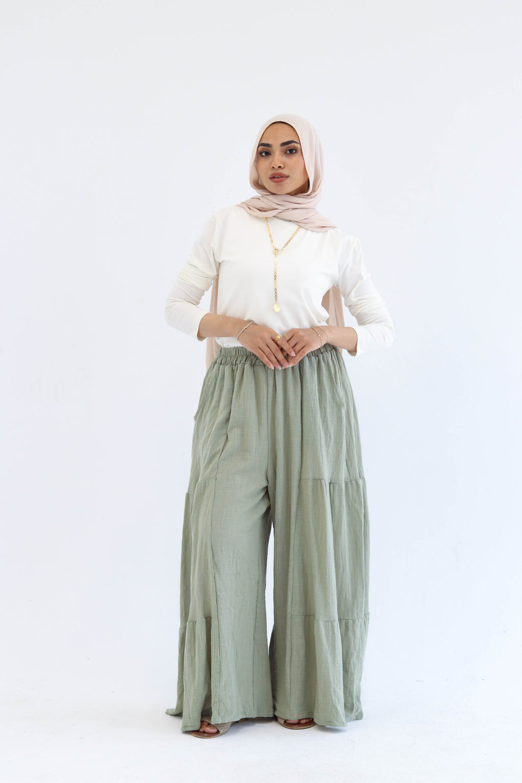 Olive  Wide Leg Pants