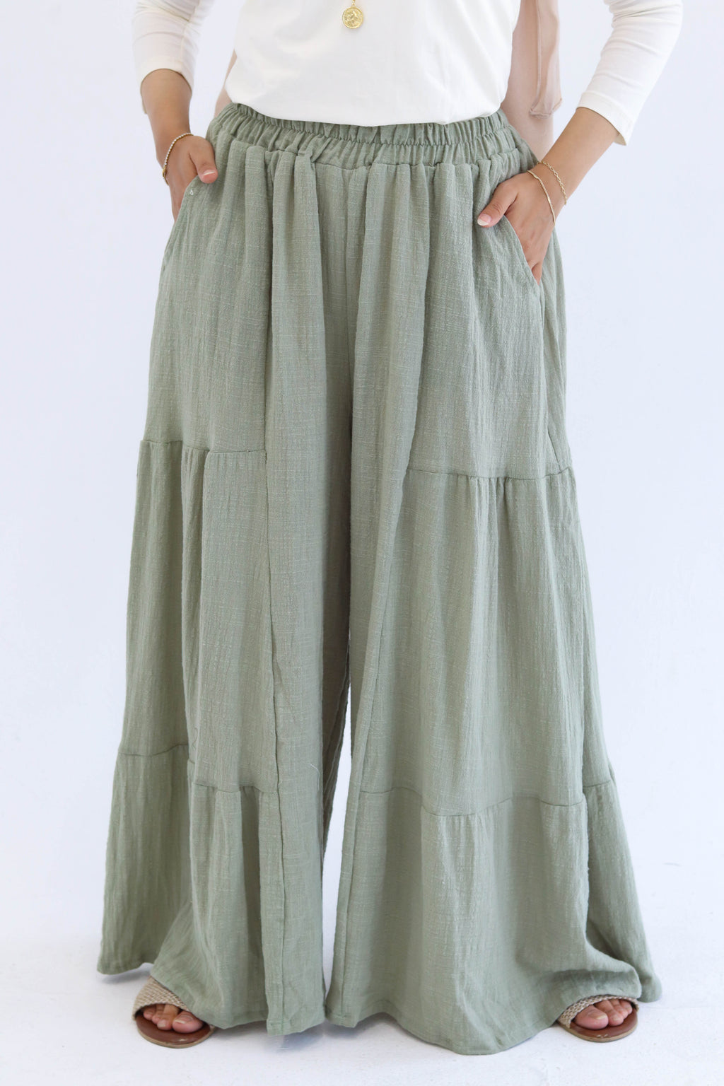 Olive  Wide Leg Pants