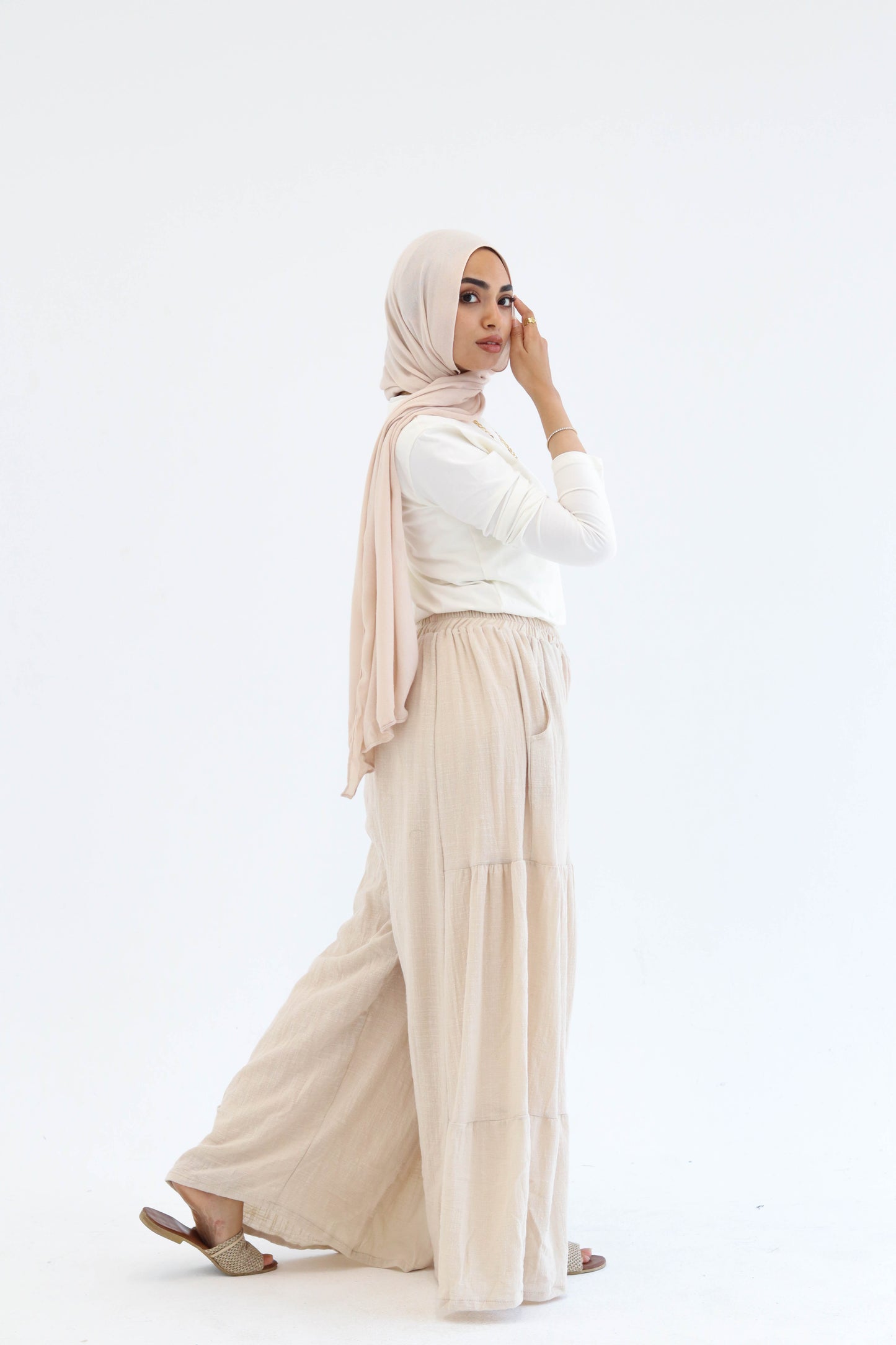 Light-Beige Wide Leg Pants