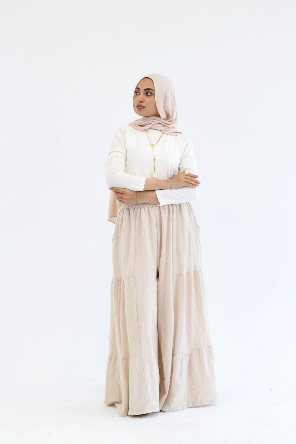 Light-Beige Wide Leg Pants