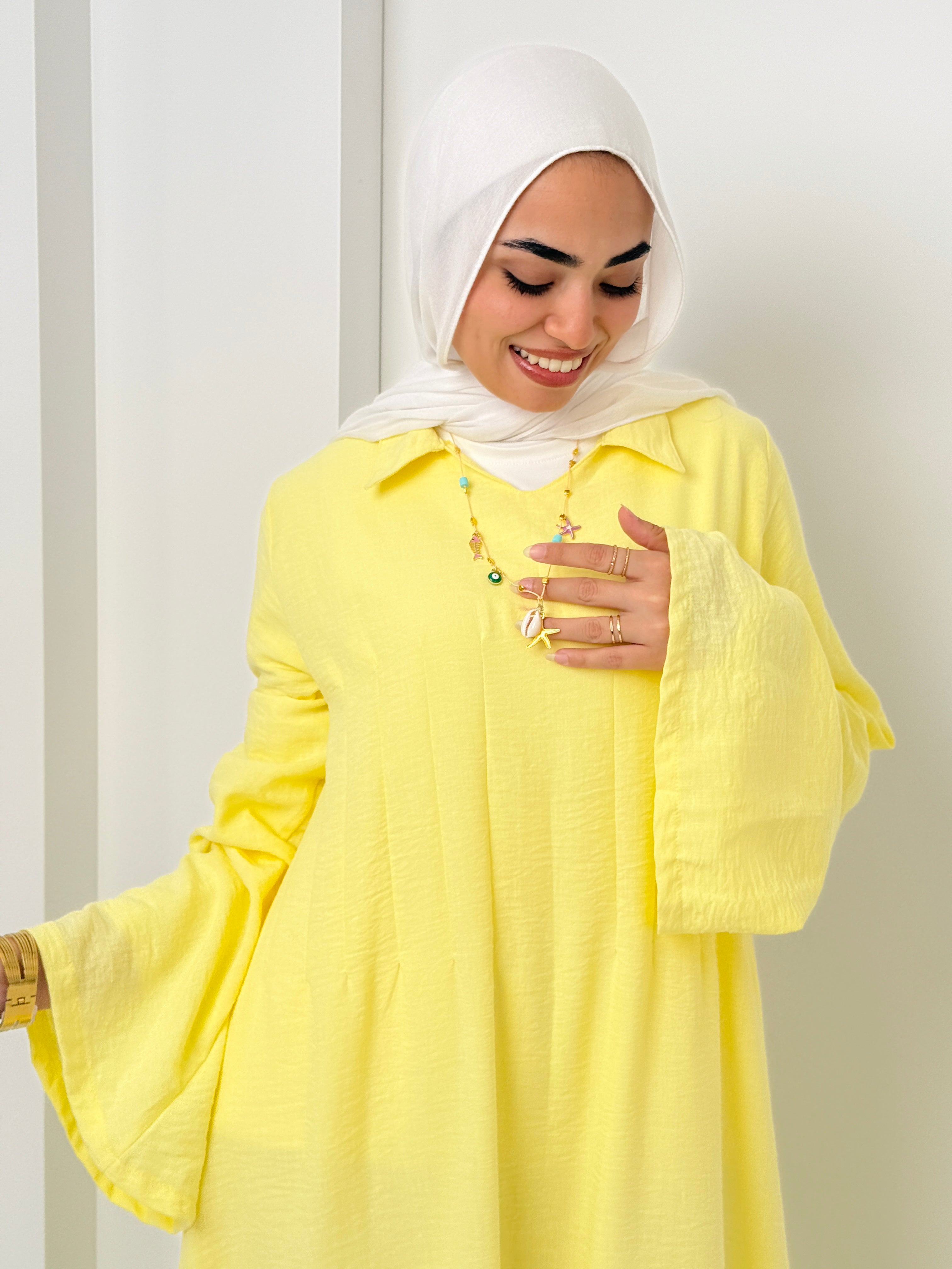 Darts Dress In Yellow