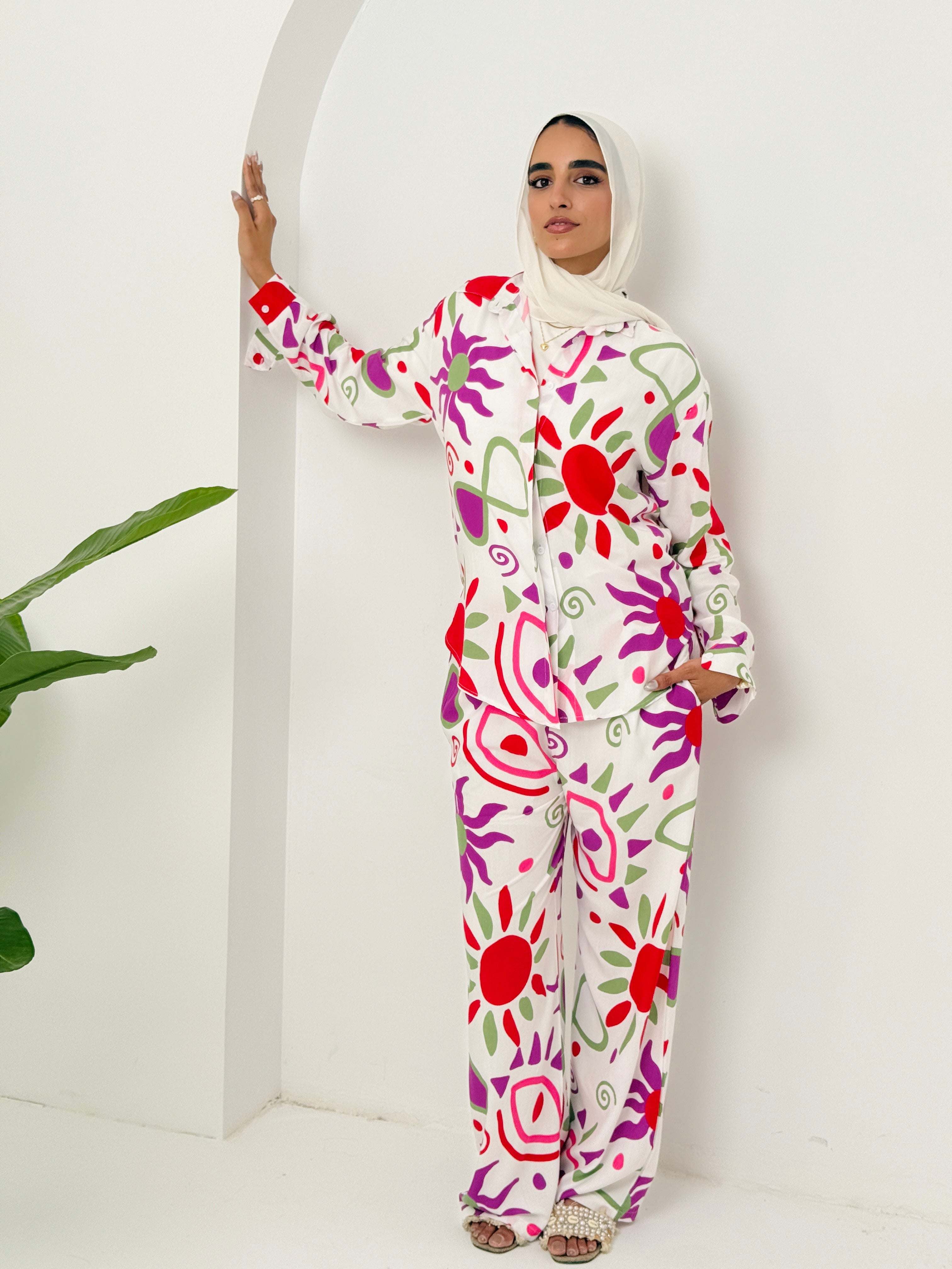 Printed Sun Set In Purple