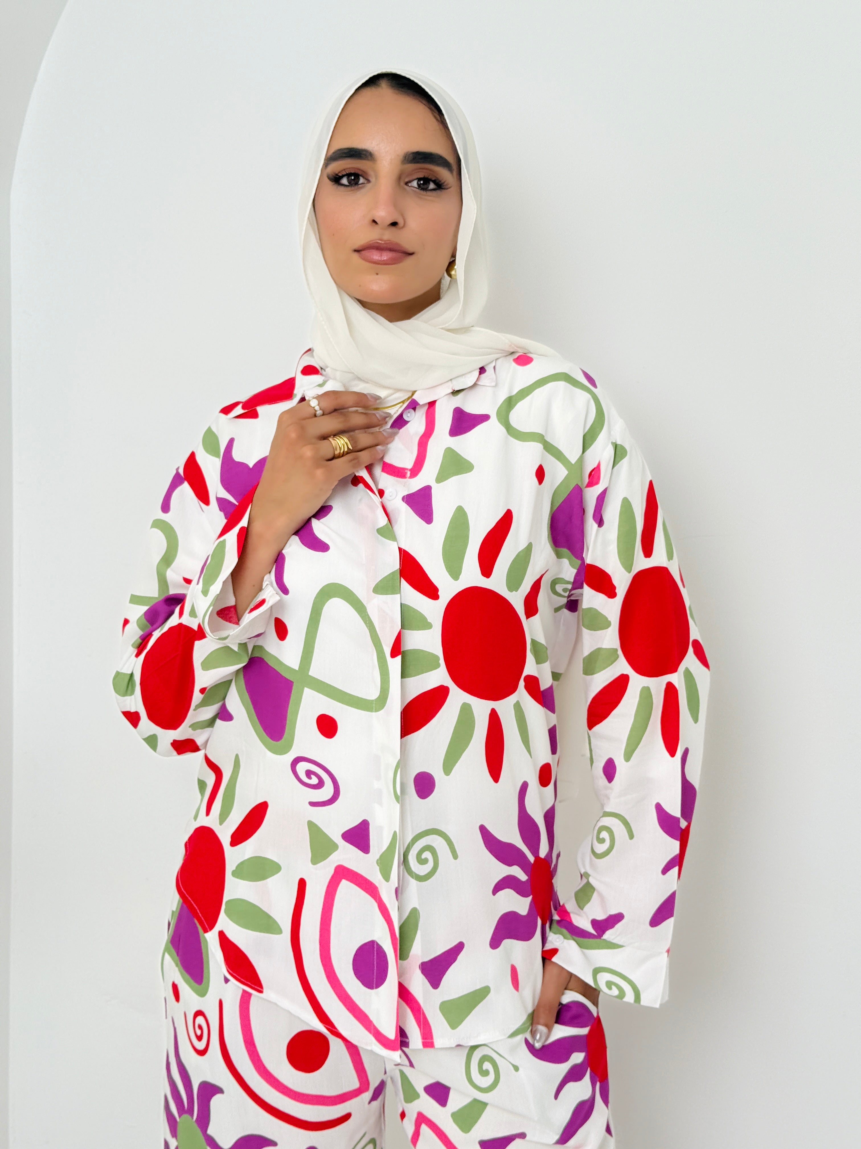 Printed Sun Set In Purple