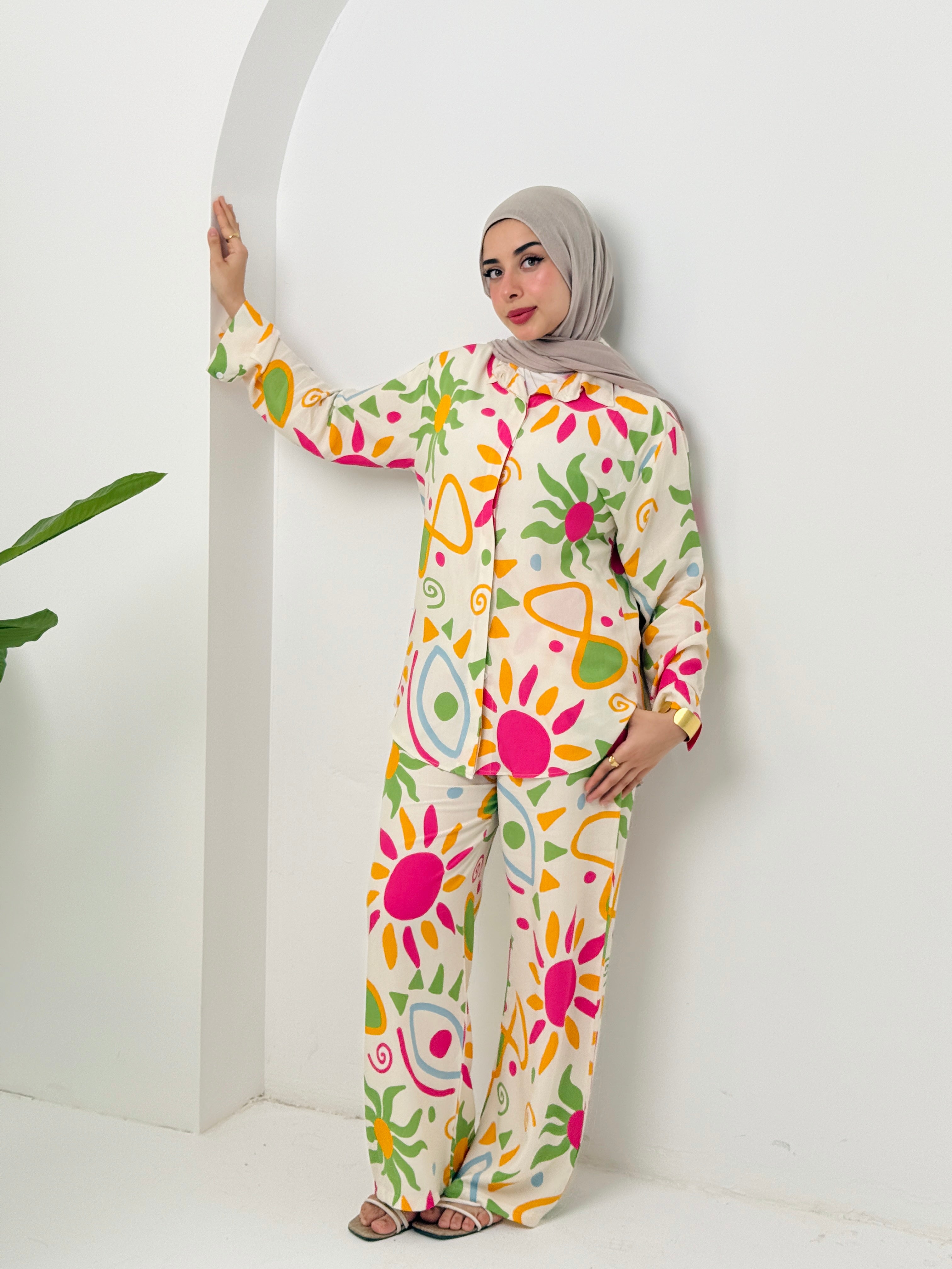 Printed Sun Set In Lime